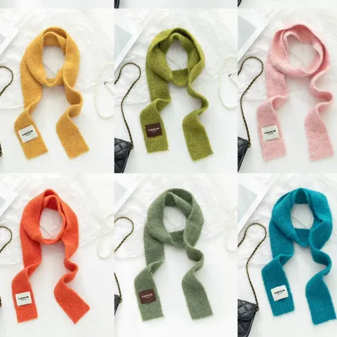 Koreanisch Winter Warm Strick Schal Für Damen Mode Schlank Buchstabe Gestrickt Halswärmer Schal Casual Langer Schal