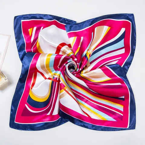 Klassischer Gestreifter Polyester Quadratischer Schal Für Damen Mode Vielseitiger Professioneller Halstuch Frühling Herbst