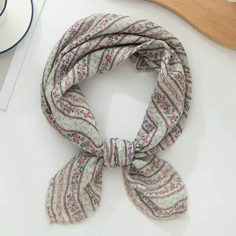 Damen Vintage Bedruckter Polyester Quadratischer Schal Koreanischer Stil Schick Mode Dekoratives Stirnband Halstuch Tägliche Kleidung