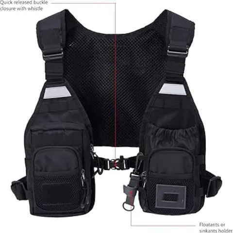 Professional Fishing Vest Chest Bag Adjustable Waterproof Multi-Pocket Fly Fishing Tackle Gear Bag For Outdoor Hiking Men Women