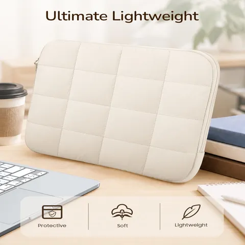 Quilted Puffy Laptop Sleeve Protective Padded Cloud Case Shockproof Waterproof Polyester Sleeve Bag For 13 Notebook For Men Women