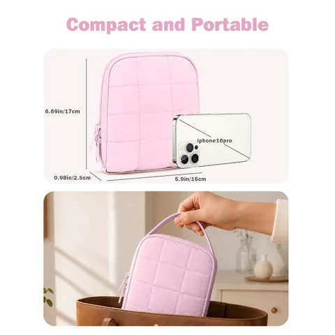 Bolsa Organizadora de Joyas Acolchada Portátil de Poliéster para Viajes Mujer Color Sólido Estuche de Joyas Con Cremallera