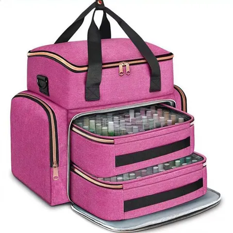 Large Capacity Nail Polish Storage Bag Portable Cosmetic Organizer Box Travel Makeup Case With Double Layer Drawers For Women