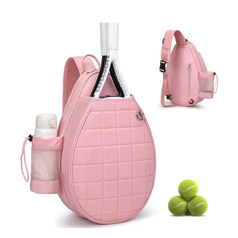 Quilted Tennis Backpack Waterproof Sports Bag For Rackets Large Capacity Crossbody Bag For Outdoor Sports Travel