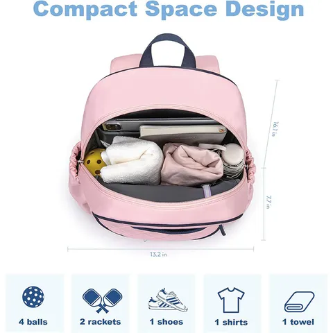 Quilted Tennis Pickleball Backpack Waterproof Sports Gym Bag With Shoe Compartment And Racket Pocket