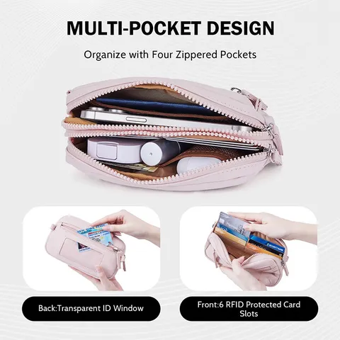 Quilted Nylon Phone Bag Fashion Casual Mobile Phone Pouch Wristlet Wallet Crossbody Bag With Detachable Strap