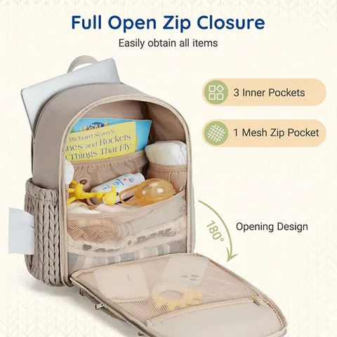 Large Quilted Diaper Bag Backpack Multifunction Travel Baby Nappy Bag Waterproof Maternity Nursing Backpack For Mom