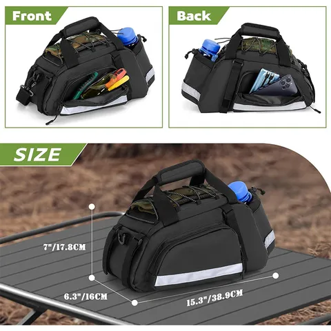 Large Capacity Bicycle Rear Rack Bag Waterproof Cycling Saddle Bag Trunk Cooler Bag With Removable Shoulder Strap
