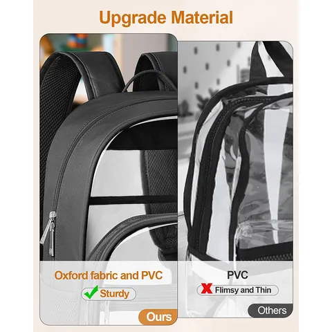Transparent PVC Casual Backpack Durable Large Capacity School Bookbag With Reinforced Straps For Women Daily Travel