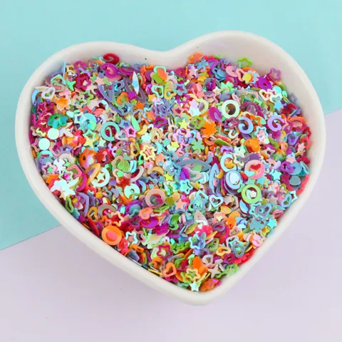 Paillettes Olografiche DIY Cuore Stella Pezzi in Acrilico Riempimento Slime Colorato Accessori Artigianali Per Creazione di Gioielli Fatti a Mano