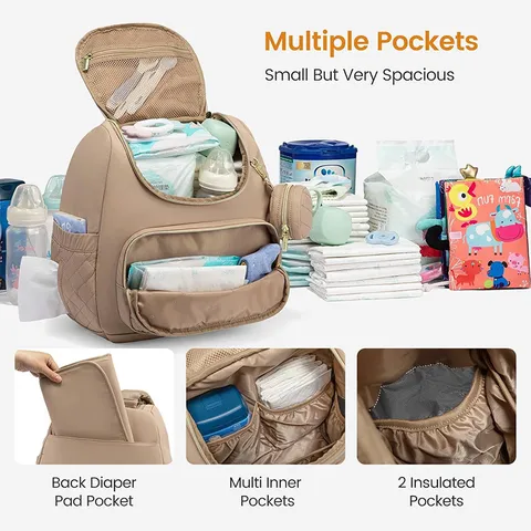 Sac à Dos à Langer Matelassé Imperméable Multifonction Voyage Sac de Maman Grande Capacité Sac à Langer Bébé Pour Femmes