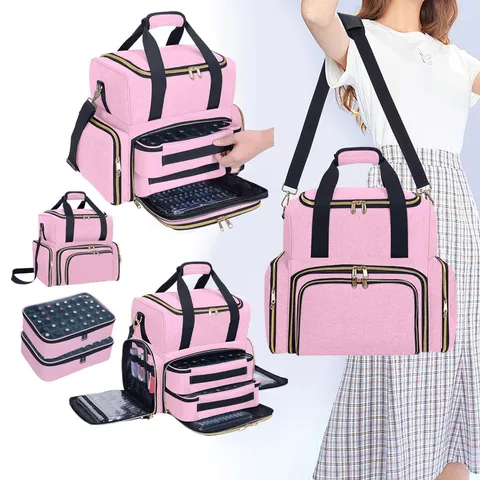 Large Capacity Cosmetic Bag Multifunctional Travel Makeup Organizer Portable Handbag Crossbody Nail Tool Bag