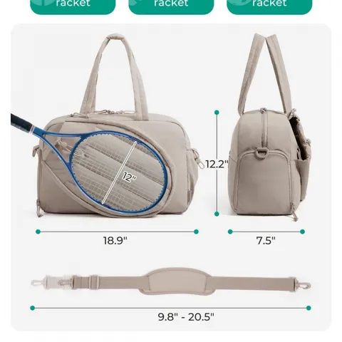 Waterproof Nylon Tennis Pickleball Racket Bag Large Capacity Sports Tote Bag With Shoe Compartment For Women Men