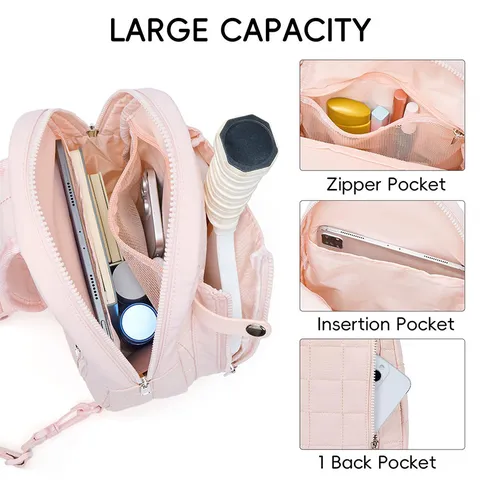 Fashion Quilted Tennis Racket Bag Polyester Crossbody Sport Backpack Portable Lightweight Racquet Storage Bag For Women