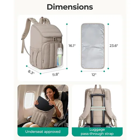 Femme Sac à Langer Matelassé Dos Léger Voyage Bébé Lange Sac Grand Capacité Multifonctionnel Maternité Sac
