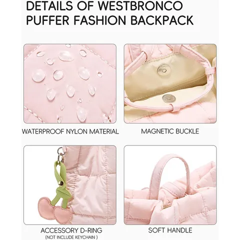 Zaino Casual Trapuntato Moda Grande Capacità Travel Tote Bag Leggero Nylon Borsa a Tracolla Per Donna Uso Quotidiano