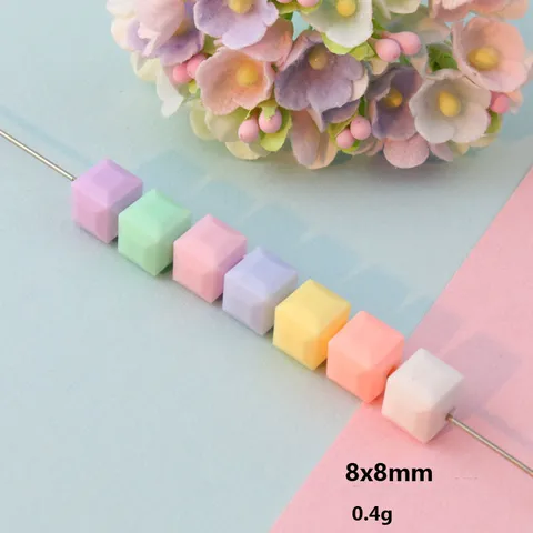 Acryl Gefaseerde Vierkante Kralen Effen Kleur Losse Afstandskralen Voor DIY Sieraden Maken Ambachtelijke Accessoires