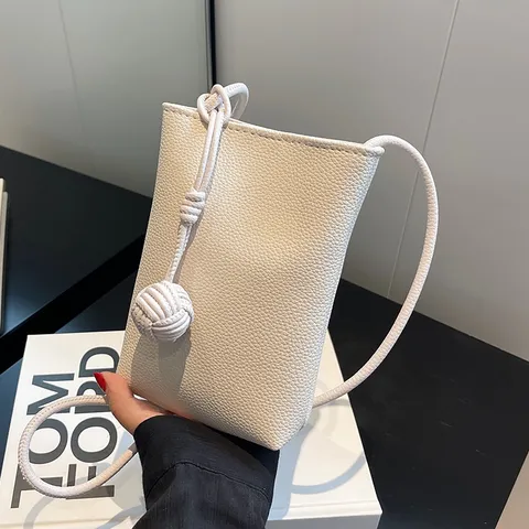 Mini Sac Bandoulière Téléphone pour Femme Sac Épaule Décontracté en Cuir PU de Niche Avec Décoration de Nœud Sac Messager Mode