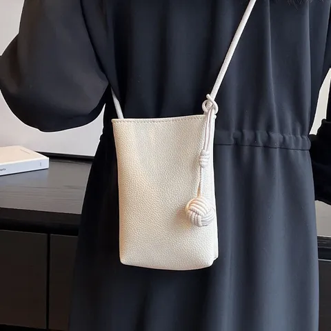 Mini Sac Bandoulière Téléphone pour Femme Sac Épaule Décontracté en Cuir PU de Niche Avec Décoration de Nœud Sac Messager Mode