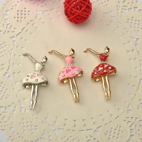 Mode Legierung Strass Balletttänzerin Brosche Eleganter Kristall Pin Korsett Emaillierte Kleidung Zubehör Schmuck Geschenk Für Damen