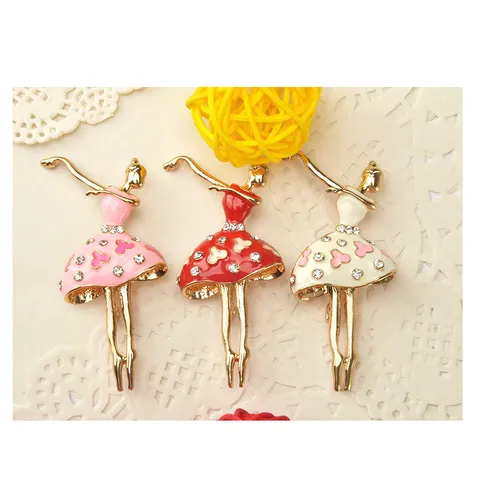 Mode Legierung Strass Balletttänzerin Brosche Eleganter Kristall Pin Korsett Emaillierte Kleidung Zubehör Schmuck Geschenk Für Damen