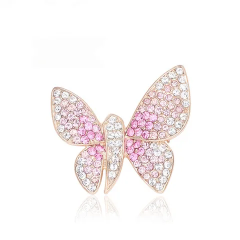 Korean Style Rhinestone Butterfly Brooch Alloy Inlaid Crystal Insect Corsage Fashion Clothes Accessories Jewelry Gift