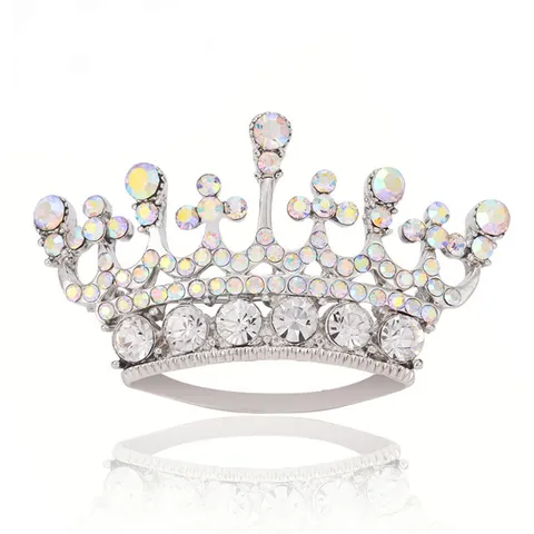 Exquisite Legierung Strass Krone Brosche Mode Silber Königin Brosche Nadel Elegante Reversnadel Schmuck Geschenk Für Damen