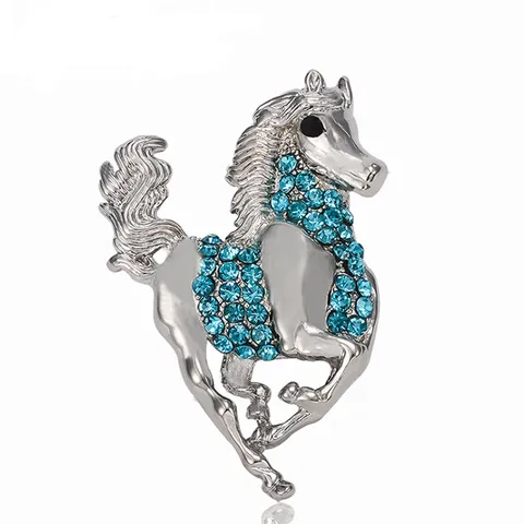 Zodiac Horse Brooch Alloy Rhinestone Crystal Animal Corsage Fashion Apparel Clothing Accessories Jewelry Gift For Women