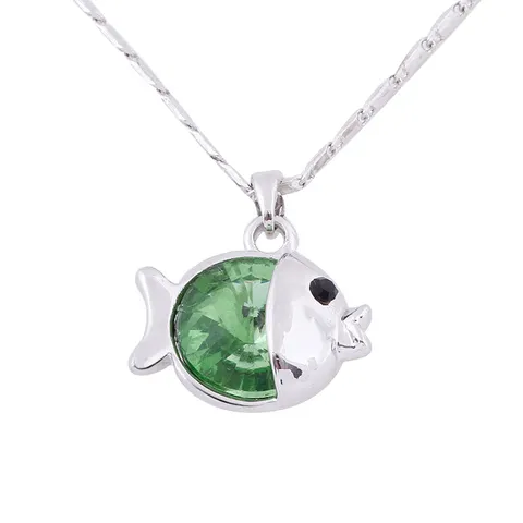 Fresh Cute Little Fish Alloy Necklace With Sparkling Crystal Rhinestone Pendant Dainty Fashion Jewelry Gift For Women