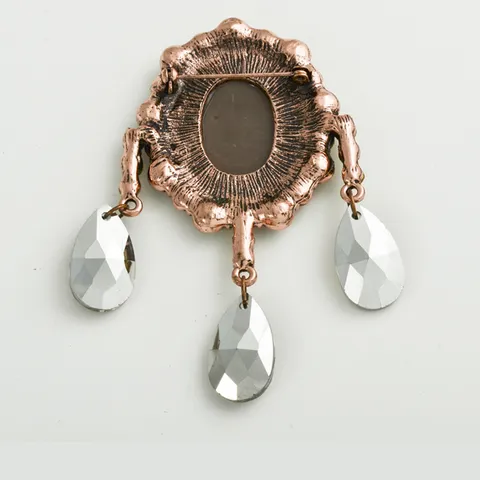 Vintage Cameo Rhinestone Crystal Tassel Brooch Alloy Elegant Women Suit Corsage Pin Fashion Jewelry Gift Accessory