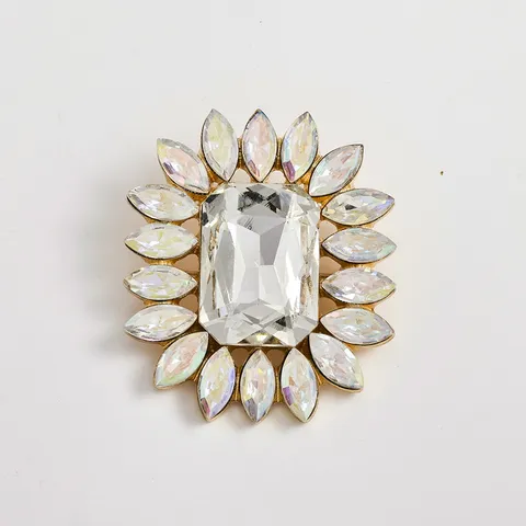 Elegant Alloy Rhinestone Large Flower Brooch Pin Fashion Floral Jewelry Accessory For Women Daily Banquet Dress Decoration