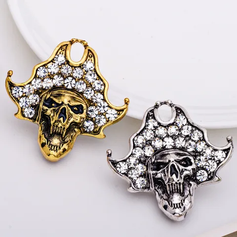 Punk Gothic Skull Rhinestone Brooch Alloy Antique Silver Gold Halloween Costume Jewelry Gift Pin Badge Accessories