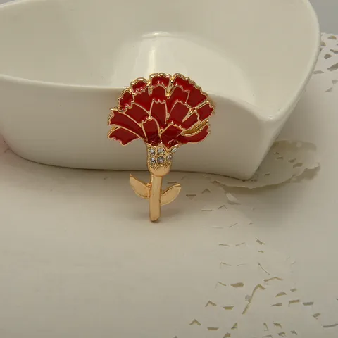 Fashion Alloy Rhinestone Carnation Brooch Pin Mother's Day Gift Elegant Flower Dress Suit Corsage Jewelry For Women