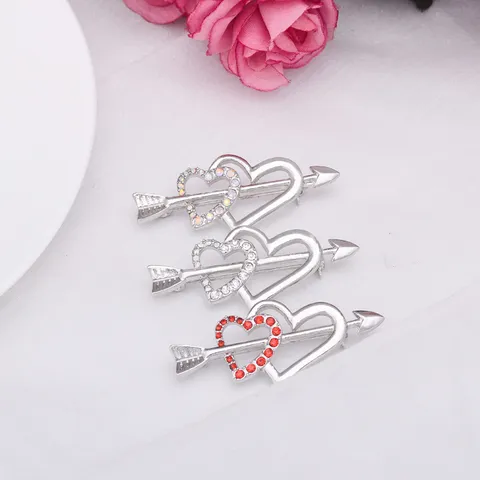 Korean Style Alloy Rhinestone Double Heart Brooch Fashion Valentines Day Love Heart Pin Clothing Accessories Jewelry
