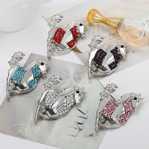Zodiac Horse Brooch Alloy Rhinestone Crystal Animal Corsage Fashion Apparel Clothing Accessories Jewelry Gift For Women