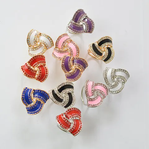 Alloy Rhinestone Scarf Ring Geometric Three Ring Shawl Clip Elegant Women Fashion Clothing Accessories