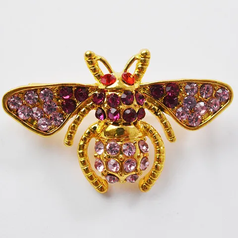 Cute Little Bee Rhinestone Brooch Pin Alloy Enamel Animal Fashion Jewelry Clothing Accessories For Women Girls Gift