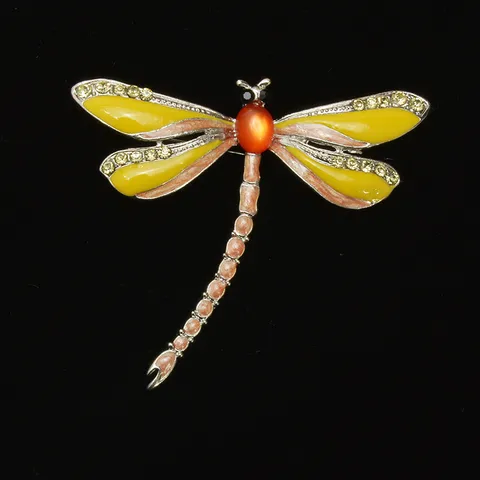 Fashion Alloy Dragonfly Brooch Colorful Oil Drop Rhinestone Insect Lapel Pin Clothing Accessories Jewelry Gift