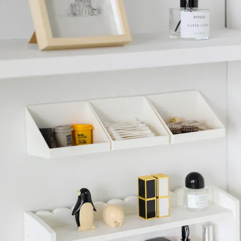 Scatola Portaoggetti in Plastica a Parete per Bagno Lavabo Organizer per Varie Scaffale Senza Punzonatura