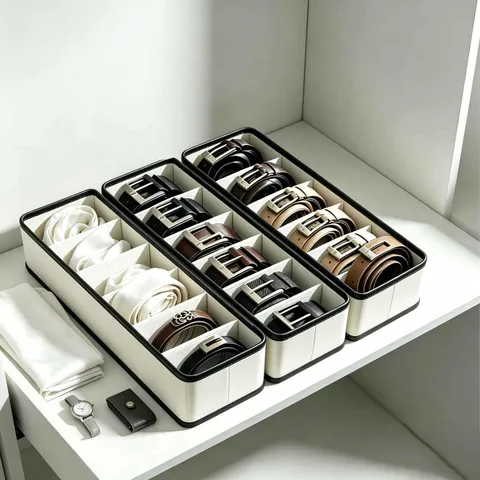 Scatola di Immagazzinaggio Pieghevole per Cassetto Organizzatore a Griglie Multiple per Cintura Calzini e Intianteria Contenitore per Armadio