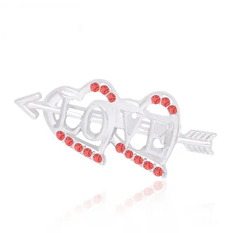 Alloy Rhinestone Love Letter Double Heart Arrow Brooch Pin Fashion Commute Jewelry Gift For Couples Women