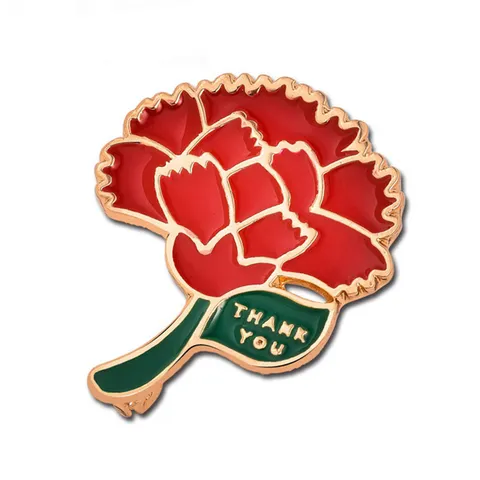 Women's Elegant Carnation Brooch Red Enamel Flower Pin Fashion Alloy Clothing Accessories For Mother's Day Gift