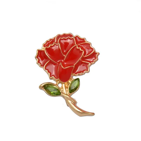 Elegant Rhinestone Carnation Brooch Pin For Women Mother's Day Gift Gold Tone Alloy Floral Brooch Jewelry