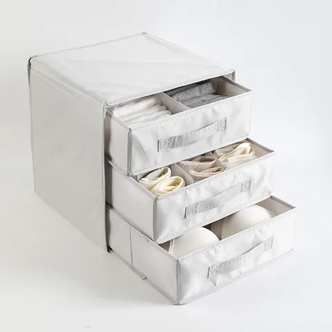 Scatola di Immagazzinamento in Tessuto Pieghevole per BIANCHERIA Intima Organizer per Armadio a Tipo Cassetto Multistrato per Calzini Reggiseno Casa