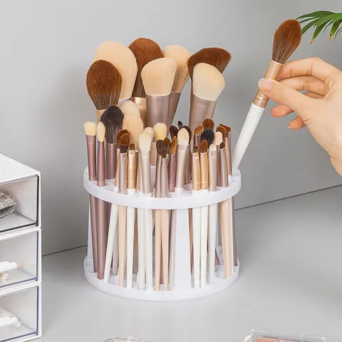 Portapennelli da Trucco di Grande Capacità Scatola Portaoggetti Cosmetica da Scrivania Organizzatore Multigriglia in Plastica Per Matita per Sopracciglia Penna