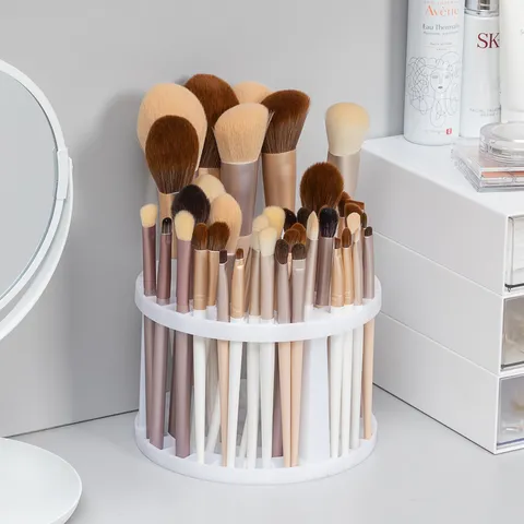 Portapennelli da Trucco di Grande Capacità Scatola Portaoggetti Cosmetica da Scrivania Organizzatore Multigriglia in Plastica Per Matita per Sopracciglia Penna