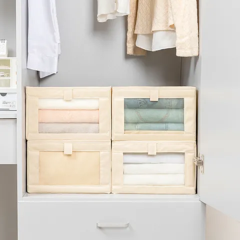 Scatola Portaoggetti in Tessuto Pieghevole Organizer per Armadio per Vestiti Intimo Pantaloni Contenitore a Scomparti per Casa