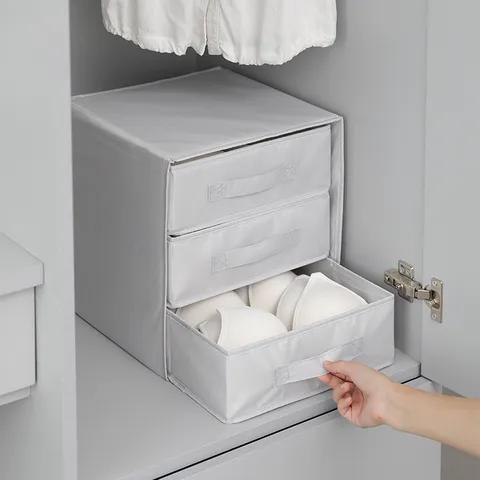 Scatola di Immagazzinamento in Tessuto Pieghevole per BIANCHERIA Intima Organizer per Armadio a Tipo Cassetto Multistrato per Calzini Reggiseno Casa