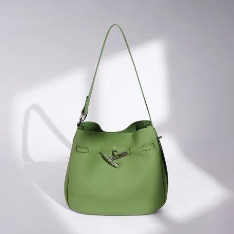 Women Top Layer Cowhide Leather Bucket Bag Large Capacity Casual Solid Color Minimalist Shoulder Crossbody Bag