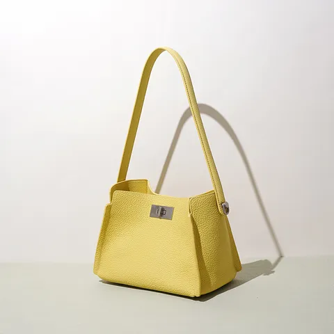 Korean Style Solid Color Genuine Leather Bucket Bag Women Casual Shoulder Crossbody Bag Daily Matching Top Handle Bag